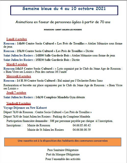 La semaine Bleue édition 2021